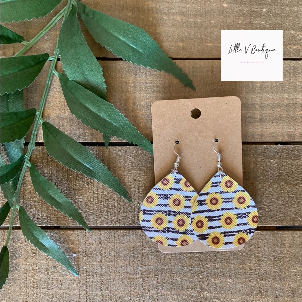 White/Yellow Handmade Faux Leather Earrings